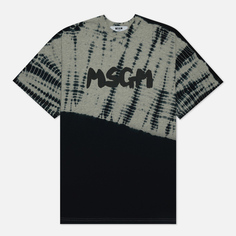 Мужская футболка MSGM Tie Dye Brush Logo, цвет серый, размер XL