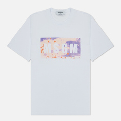 Мужская футболка MSGM Box Logo Dripping Regular, цвет белый, размер XL