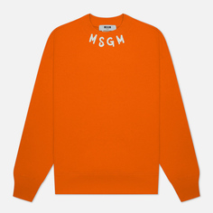 Мужская толстовка MSGM Collar Brush Stroke Logo, цвет оранжевый, размер XL