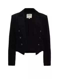 Укороченный двубортный бархатный пиджак Wayne L&apos;Agence, цвет noir Lagence