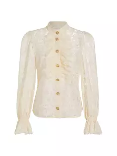 Лирическая блузка из хлопкового кружева Zimmermann, цвет cream