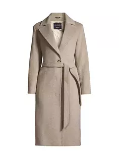 Шерстяное пальто с поясом Cinzia Rocca, серо-коричневый