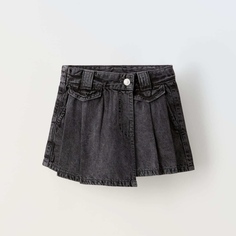 Юбка-шорты для девочек Zara Box Pleat, темно-серый