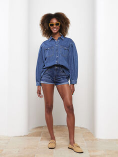 Женские джинсовые шорты Rodeo Slim Fit с высокой талией и принтом камней LCW Jeans