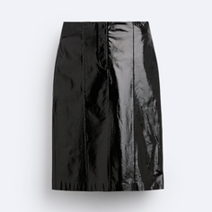 Юбка Zara X Studio Nicholson Faux-patent-finish Leather, черный