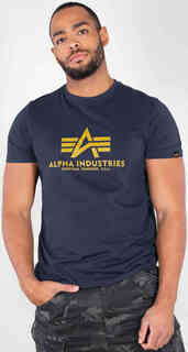 Базовая футболка Alpha Industries, темно-синий/желтый