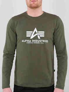 Базовая футболка с длинными рукавами Alpha Industries, военный зеленый