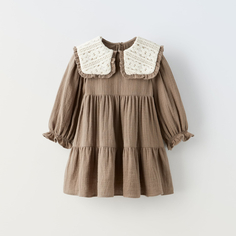 Платье Zara Crochet Textured, коричневый