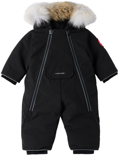 Зимний комбинезон из овчины на пуху Baby Black Черный Canada Goose Kids