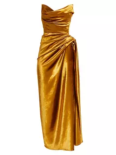 Бархатное коктейльное платье без бретелек Jason Wu Collection, золото