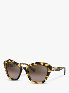 MU 05US Женские пятиугольные солнцезащитные очки неправильной формы Miu Miu, светлая гавана/зеркальный коричневый