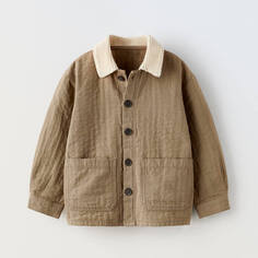 Рубашка для девочки Zara Crochet Collar, коричневый