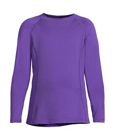 Детское термобелье для девочек, длинное нижнее белье, рубашка с круглым вырезом Thermaskin Lands&apos; End, фиолетовый