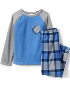 Детский флисовый пижамный комплект с длинными рукавами и карманами для девочек Lands&apos; End, мультиколор