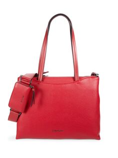 Классическая кожаная сумка-тоут Chrome Calvin Klein, цвет Ruby Red
