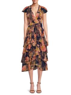 Многоярусное платье-миди с цветочным принтом Le Superbe, цвет Wild Floral