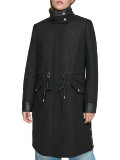 Пальто-анорак из смесовой шерсти Chesme Andrew Marc, черный