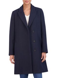 Асимметричное пальто с острыми лацканами Cole Haan, темно-синий