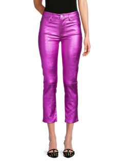Прямые брюки Le High металлик Frame, цвет Metallic Purple