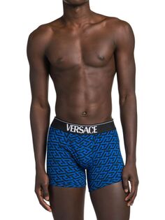 Боксеры с логотипом из джерси Versace, темно-синий