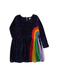 Вельветовое платье радуги для маленьких девочек Baby Sara, темно-синий