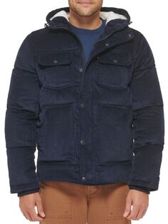 Вельветовая куртка-пуховик классического кроя с капюшоном Levi&apos;S, темно-синий Levis