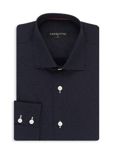 Классическая рубашка из поплина с принтом Arlo Classic Fit Masutto, темно-синий