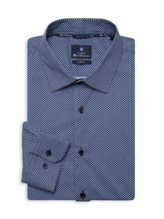 Классическая рубашка с геометрическим принтом Ben Sherman, темно-синий