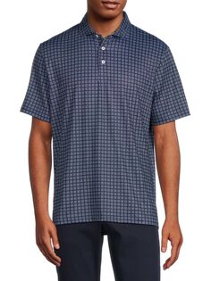 Классическая рубашка-поло с геометрическим принтом Ralph Lauren, темно-синий