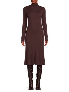 Платье миди рельефной вязки с воротником-стойкой и воротником-стойкой Donna Karan, цвет Mulberry Dkny
