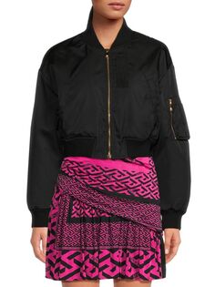 Укороченная куртка с графическим рисунком Versace, черный