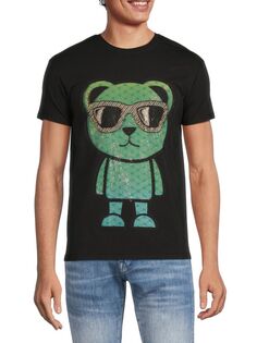 Украшенная футболка с изображением медведя X Ray, черный