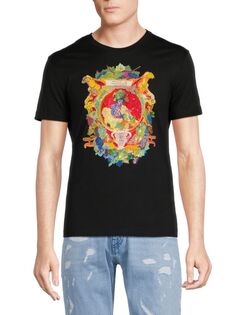 Украшенная футболка с рисунком Medusa Versace, черный