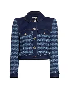 Куртка Santo из твида и джинсовой ткани Veronica Beard, синий