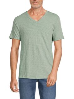Текстурированная хлопковая футболка с V-образным вырезом Atm Anthony Thomas Melillo, цвет Surf Green