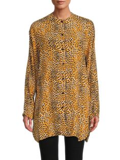 Рубашка-туника с принтом гепарда Ganni, цвет Tan
