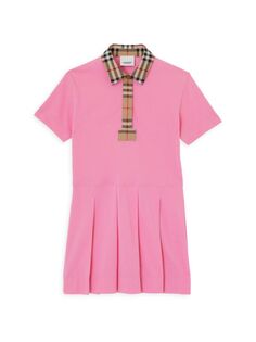 Платье-рубашка-поло в клетку Sigrid для маленьких девочек и девочек Burberry, цвет Bubble Gum