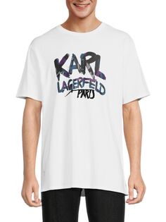 Футболка с логотипом и граффити Karl Lagerfeld Paris, белый