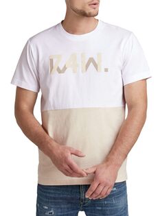 Хлопковая футболка с цветными блоками и логотипом G-Star Raw, белый