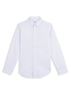 Эластичная классическая рубашка узкого кроя с логотипом для мальчиков Calvin Klein, белый
