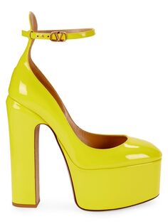 Туфли на платформе из лакированной кожи на блочном каблуке Valentino Garavani, желтый