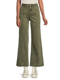 Джинсы Brooklyn с высокой посадкой и широкими штанинами Paige, цвет Vintage Ivy Green