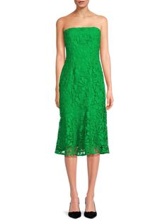 Кружевное однотонное платье миди Amabelle Amur, зеленый