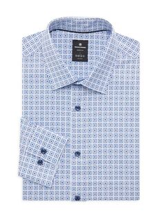 Классическая рубашка приталенного кроя с геометрическим рисунком Brooklyn Brigade, цвет White Blue