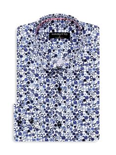 Классическая рубашка с принтом Vienna Classic Fit Masutto, цвет White Multi