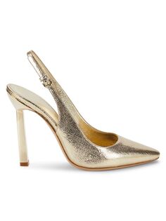 Кожаные туфли с металлизированной пяткой Ferragamo, золото