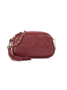 Кожаная сумка через плечо с тисненым логотипом Bella Mario Valentino, цвет Chianti