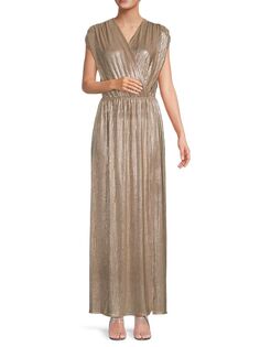 Платье макси цвета металлик с искусственным запахом Renee C., золото