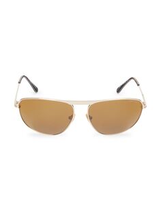 Прямоугольные солнцезащитные очки 63MM Tom Ford, золото