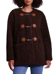 Приталенная куртка из искусственной овчины с пуговицами Avec Les Filles, цвет Chocolate
